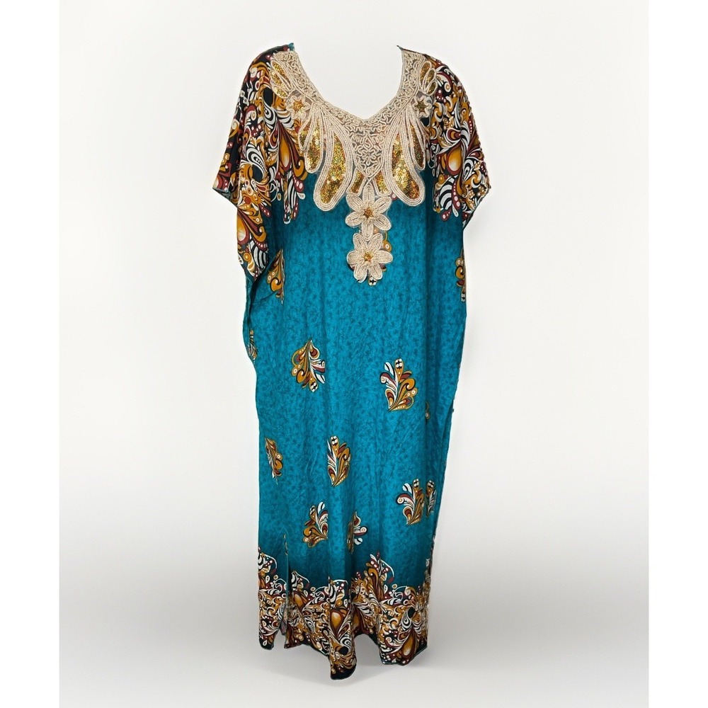 Ruby Toonies Kaftan Mumu Beach Cover Paisley Sequins Size M/L  Festival Boho